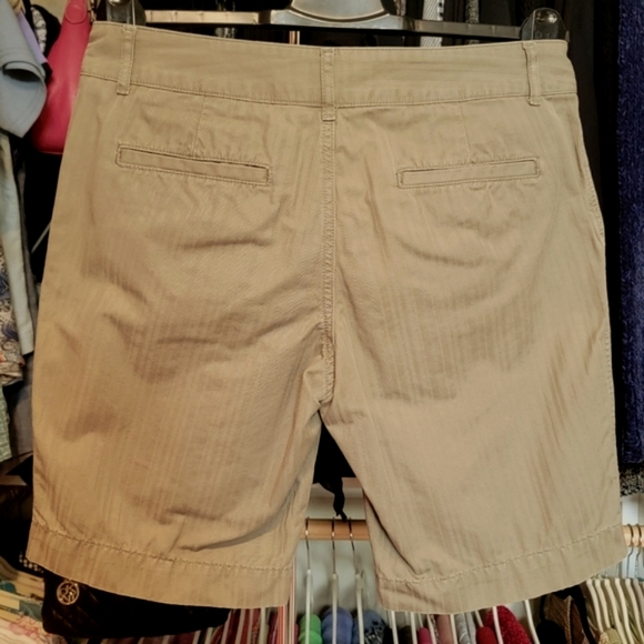 OLD NAVY ♡ Sweet Military Green Cotton Low Waist Bengal Striped Bermuda Shorts 6 - Picture 10 of 16